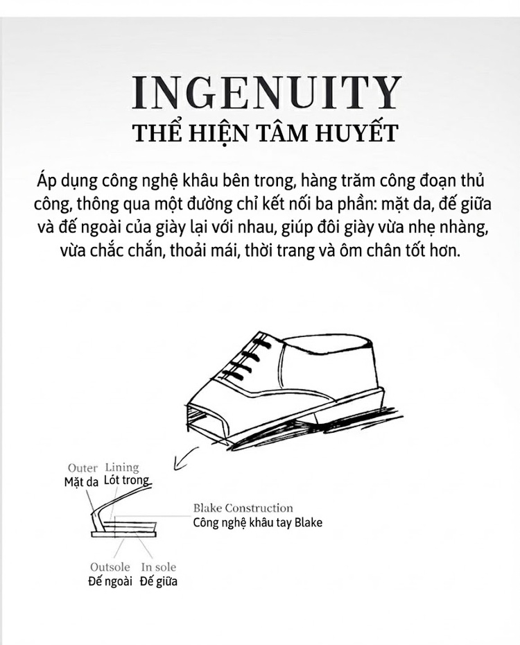 Giày Tây Buộc Dây Nam Da Thật Vân Cá Sấu Chiều Cao Đế Khoảng 3cm Màu Nâu, Đen chi tiết 5