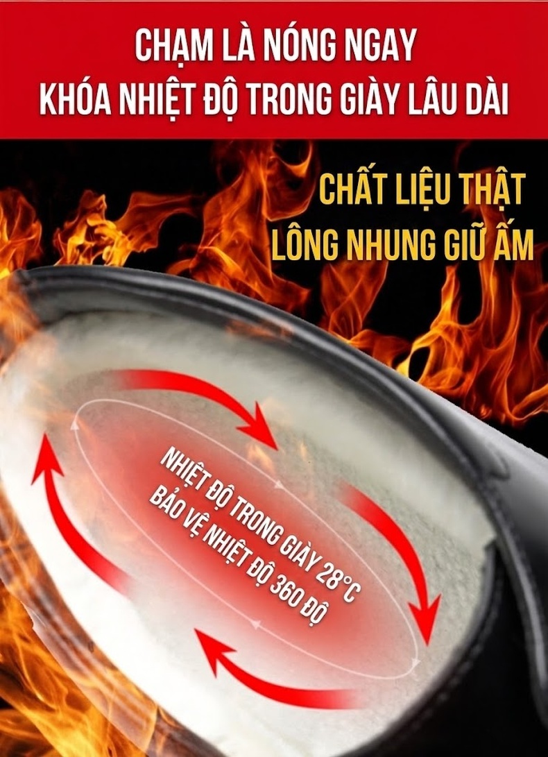 Giày Tây Cao Cổ Nam Da Bóng Lót Lông Chiều Cao Đế Khoảng 3cm Màu Đen, Nâu chi tiết 9
