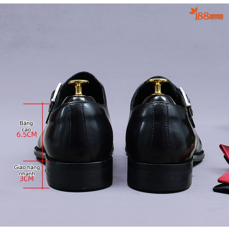 Giày Tây Nam Da Bò Một Quai Chiều Cao Đế Khoảng 3cm Màu Đen, Nâu chi tiết 17