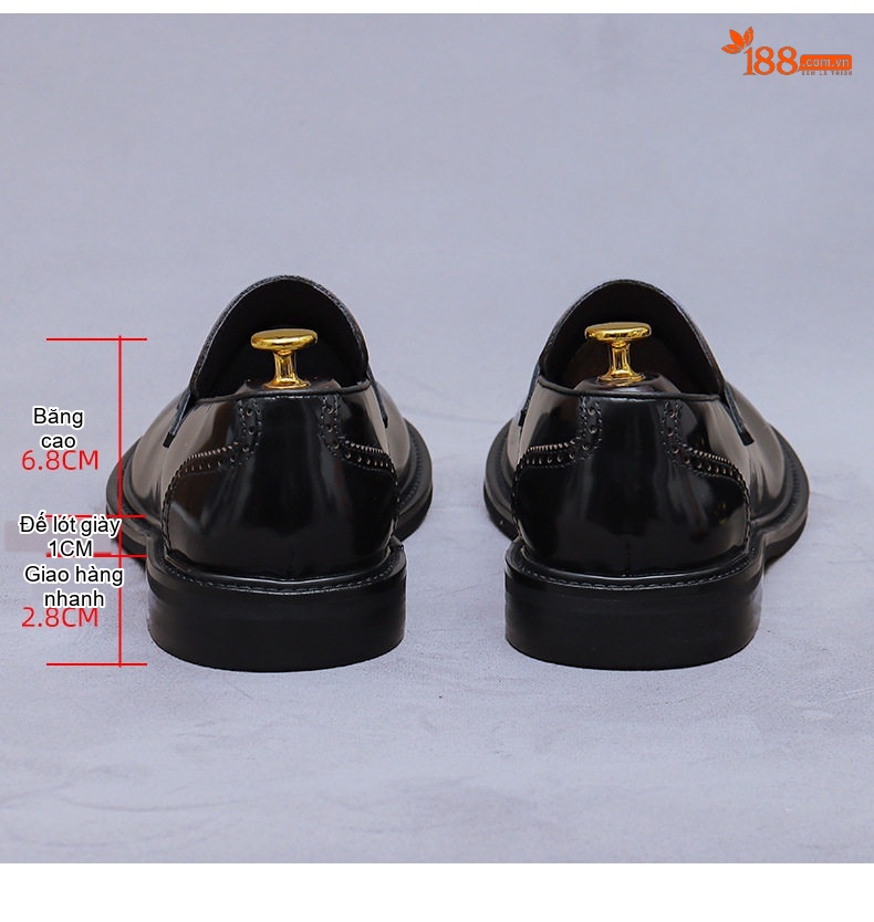 Giày Tây Nam Da Bóng Có Khóa Chiều Cao Đế Khoảng 3cm Màu Đen, Nâu chi tiết 17