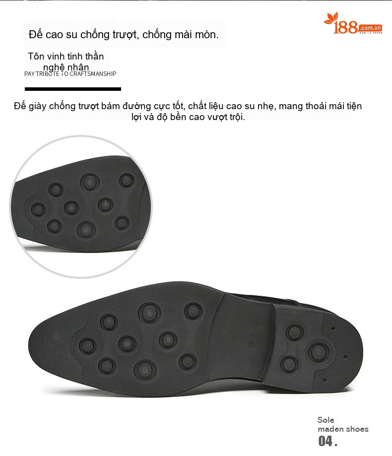 Giày Tây Nam Da Bóng Kiểu Nhật Bản Chiều Cao Đế Khoảng 3cm Màu Đen, Nâu chi tiết 7