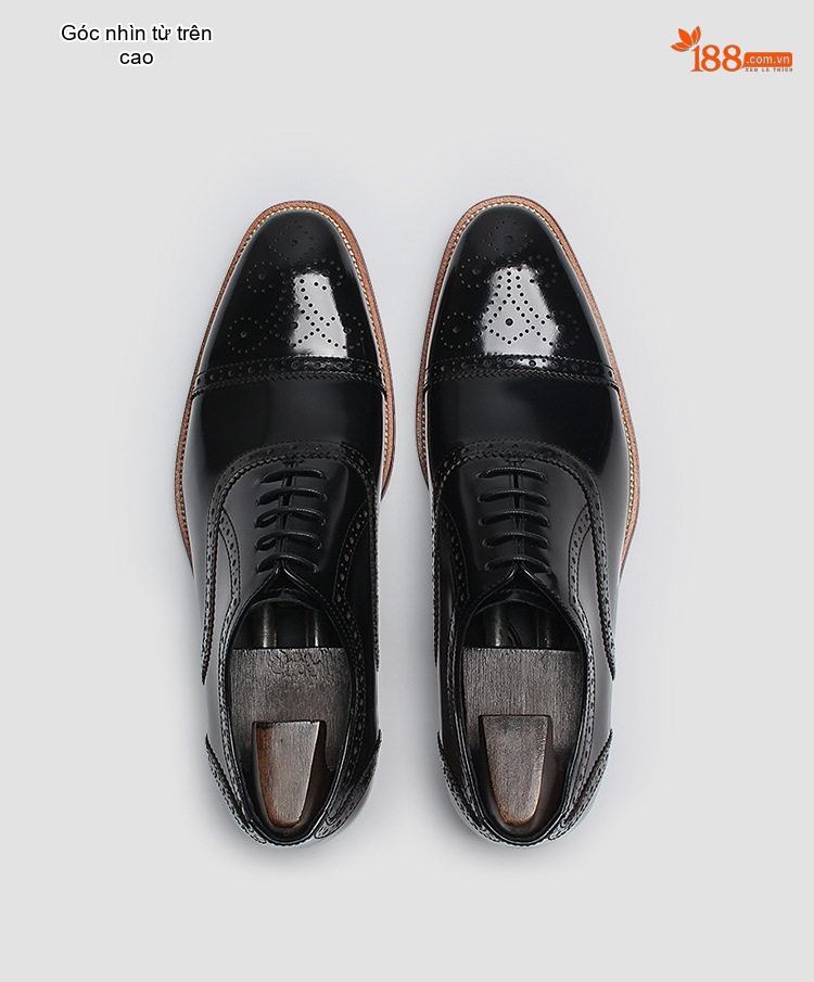 Giày Tây Oxford Brogue Nam Da Thật Chiều Cao Đế Khoảng 3cm Màu Đen, Nâu chi tiết 13