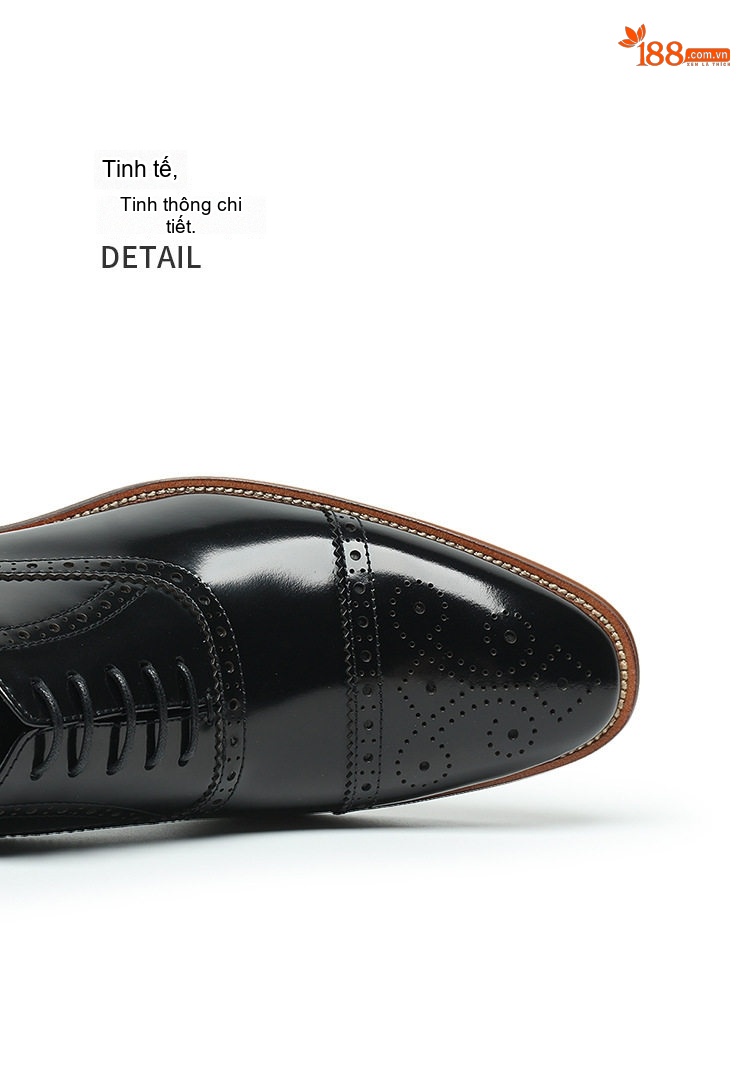 Giày Tây Oxford Brogue Nam Da Thật Chiều Cao Đế Khoảng 3cm Màu Đen, Nâu chi tiết 14