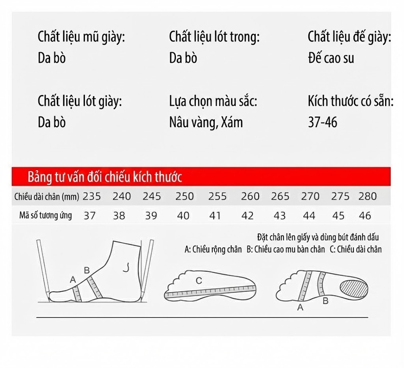 Giày Tây Oxford Buộc Dây Nam Da Bò Nguyên Tấm Chiều Cao Đế Khoảng 3cm Thiết Kế Brogue Màu Đen, Nâu chi tiết 9