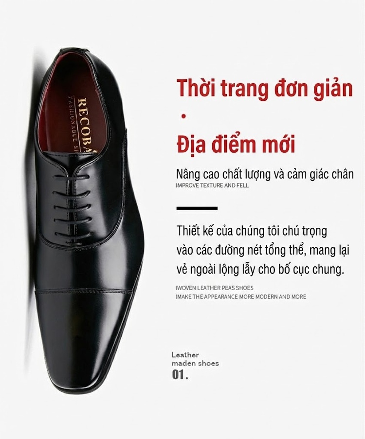 Giày Tây Oxford Buộc Dây Nam Da Thật Chiều Cao Đế Khoảng 3cm Màu Đen, Nâu chi tiết 5