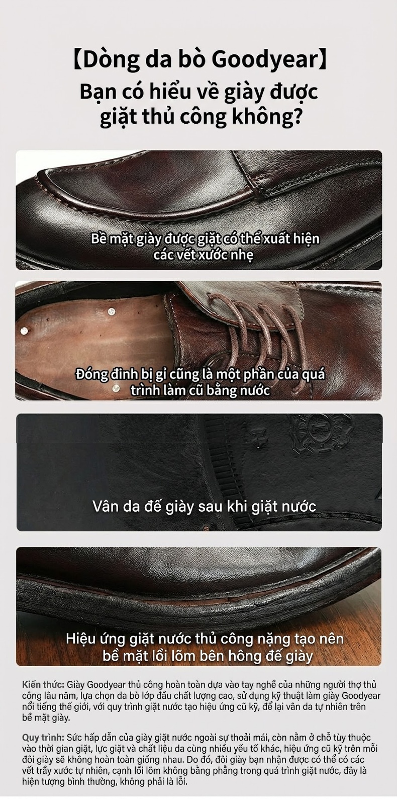 Giày Tây Oxford Nam Da Thật Đáy Da Thủ Công Chiều Cao Đế Khoảng 3cm Màu Nâu, Đen chi tiết 1