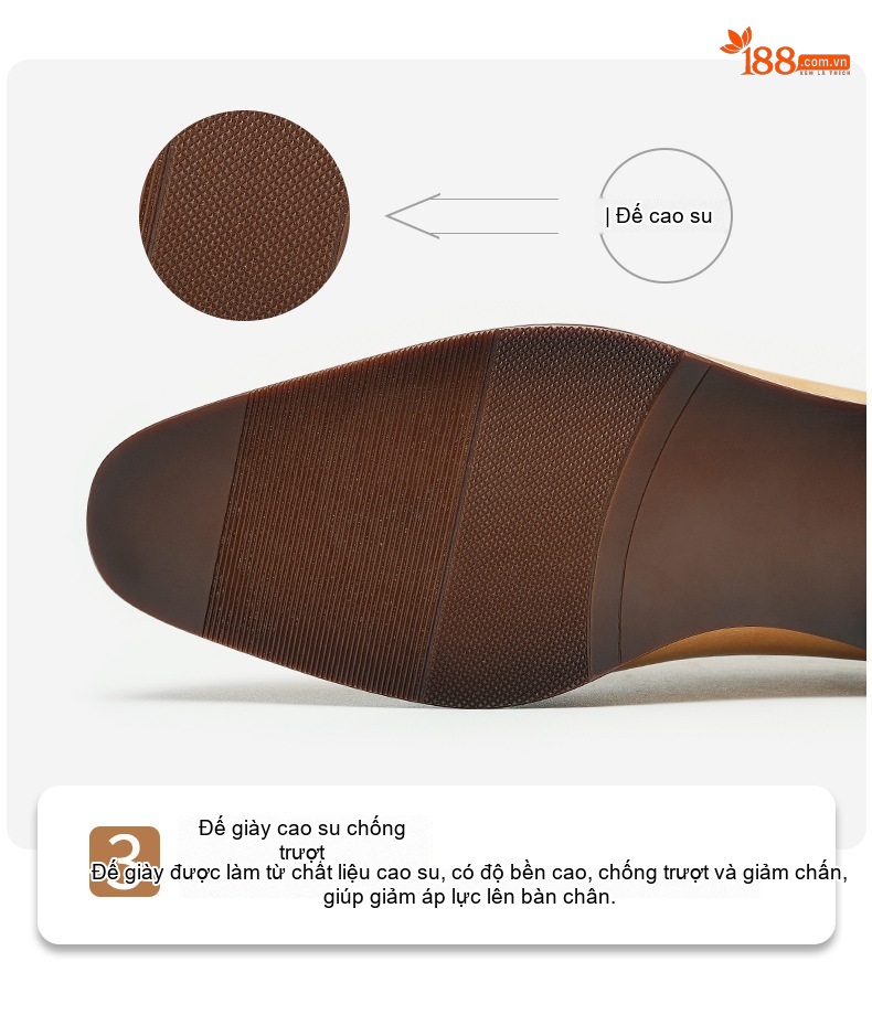 Giày Tây Oxford Nam Da Thật Nguyên Tấm Chiều Cao Đế Khoảng 3cm Màu Nâu, Đen chi tiết 8