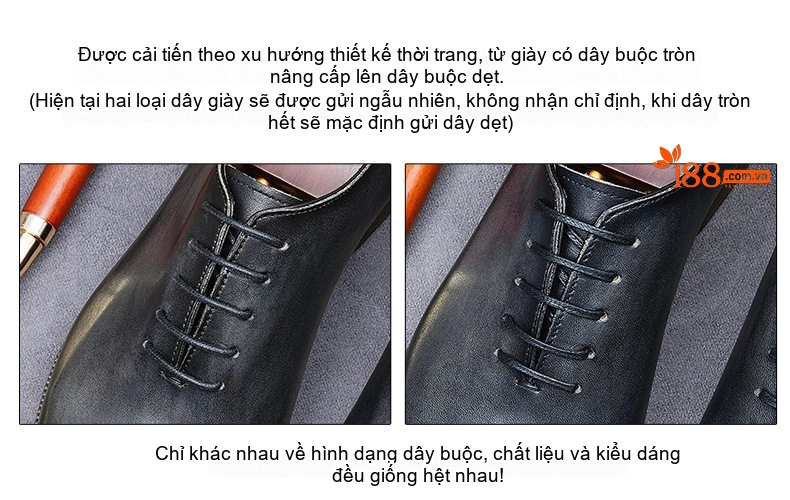 Giày Tây Oxford Nam Da Thật Nguyên Tấm Chiều Cao Đế Khoảng 3cm Màu Nâu, Đen chi tiết 4