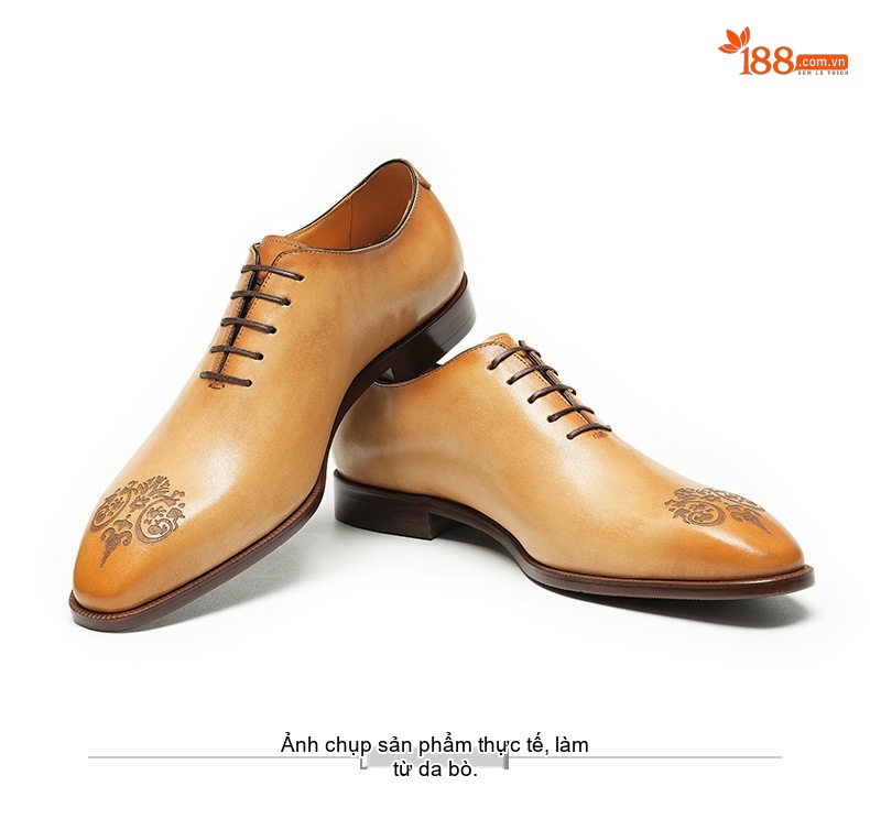 Giày Tây Oxford Nam Da Thật Nguyên Tấm Chiều Cao Đế Khoảng 3cm Màu Nâu, Đen chi tiết 12