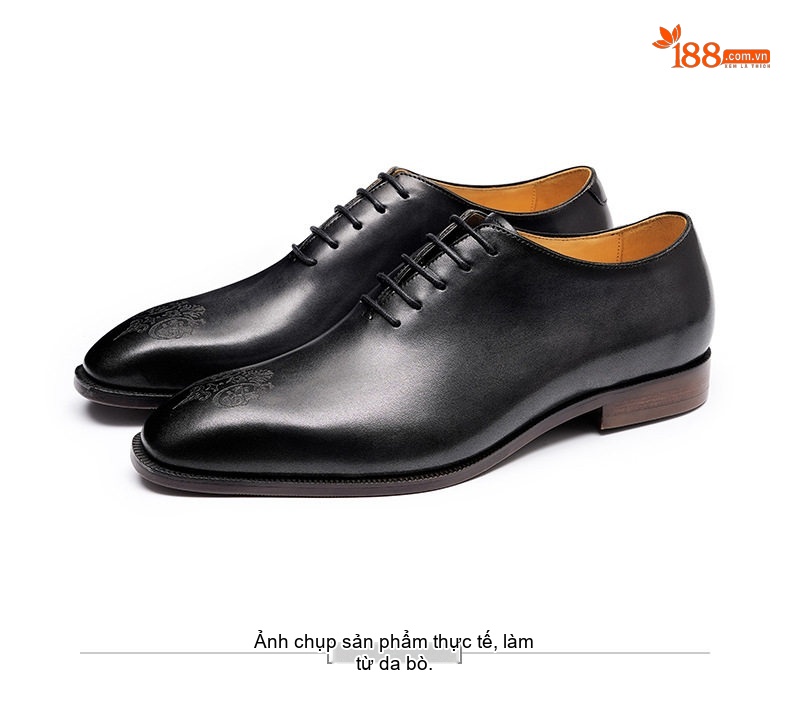 Giày Tây Oxford Nam Da Thật Nguyên Tấm Chiều Cao Đế Khoảng 3cm Màu Nâu, Đen chi tiết 14