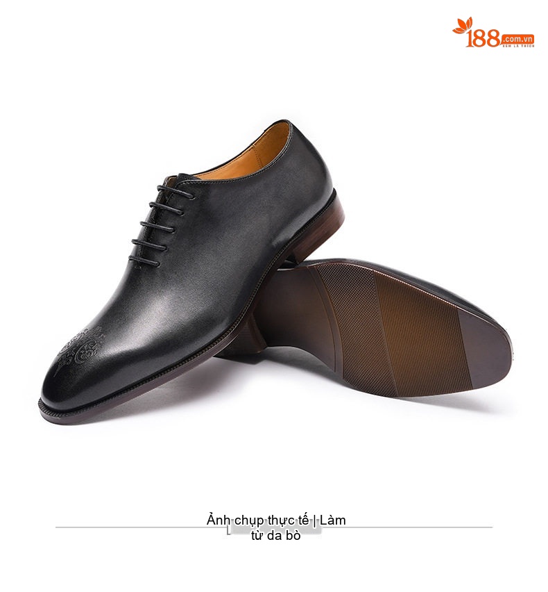 Giày Tây Oxford Nam Da Thật Nguyên Tấm Chiều Cao Đế Khoảng 3cm Màu Nâu, Đen chi tiết 16