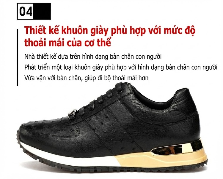 Giày Thể Thao Buộc Dây Nam Da Đà Điểu Mềm Mại Chiều Cao Đế Khoảng 3cm Màu Đen chi tiết 7