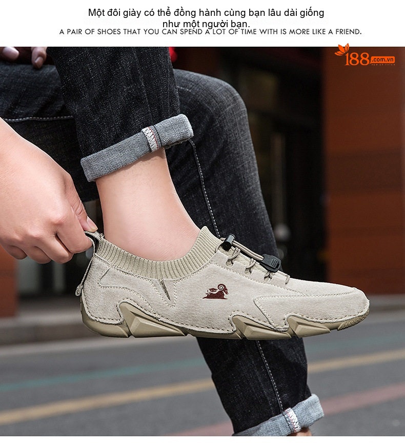 Giày Thể Thao Cổ Chun Nam Da Mờ Chiều Cao Đế Khoảng 3cm Màu Đen, Xám, Kem chi tiết 14