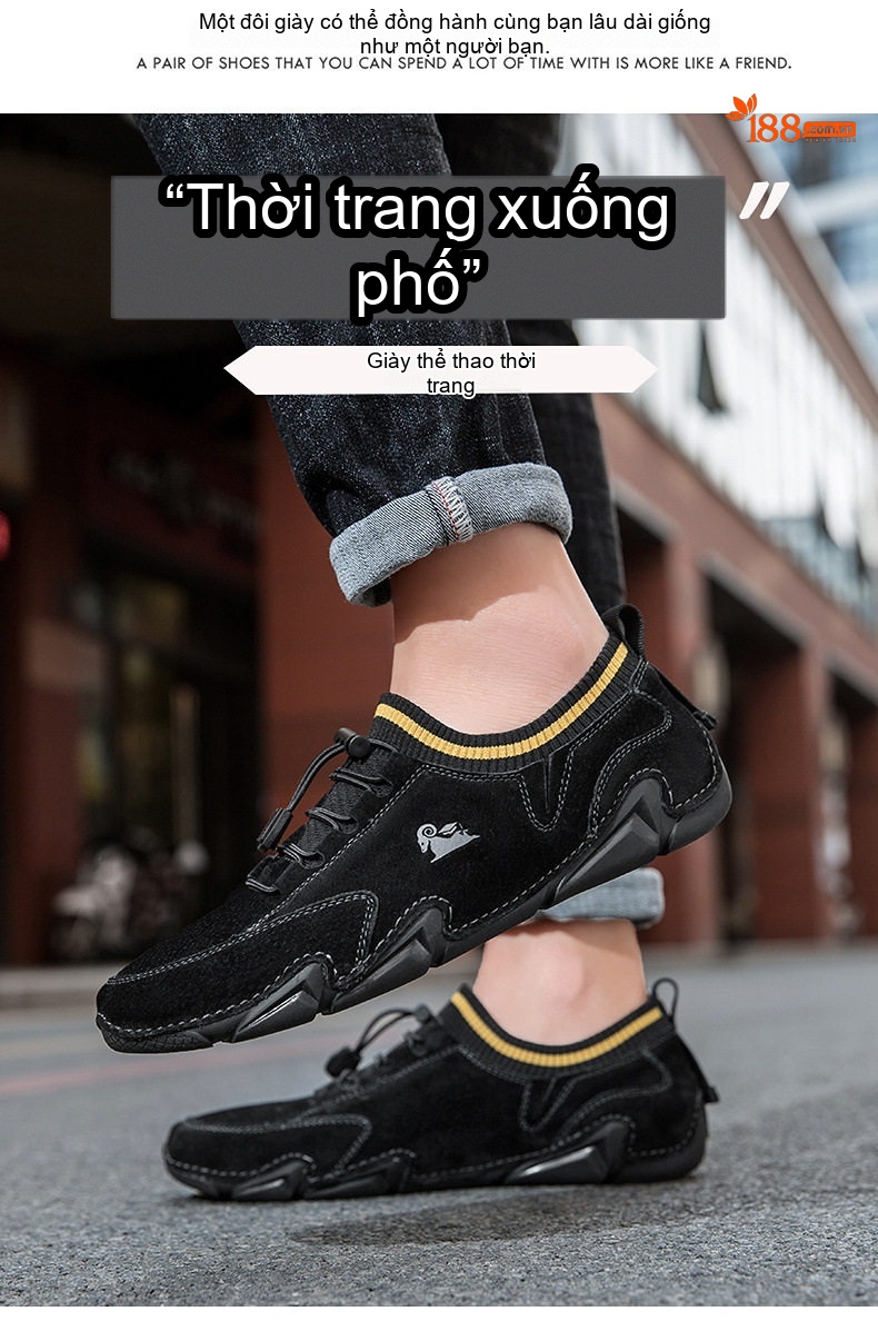 Giày Thể Thao Cổ Chun Nam Da Mờ Chiều Cao Đế Khoảng 3cm Màu Đen, Xám, Kem chi tiết 17