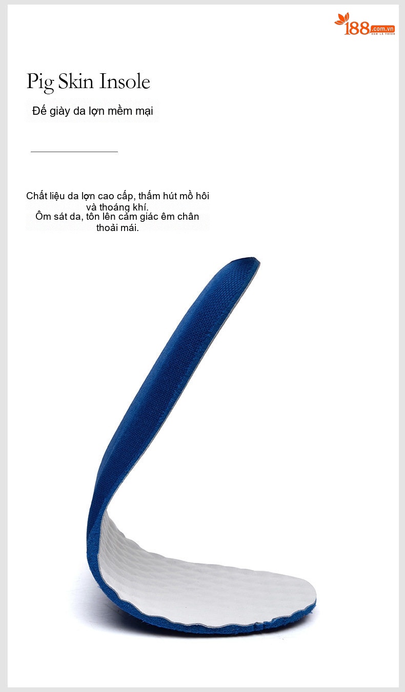 Giày Thể Thao Đế Bằng Nam Da Bóng Chiều Cao Đế Khoảng 4cm Màu Trắng, Đen, Nâu chi tiết 10