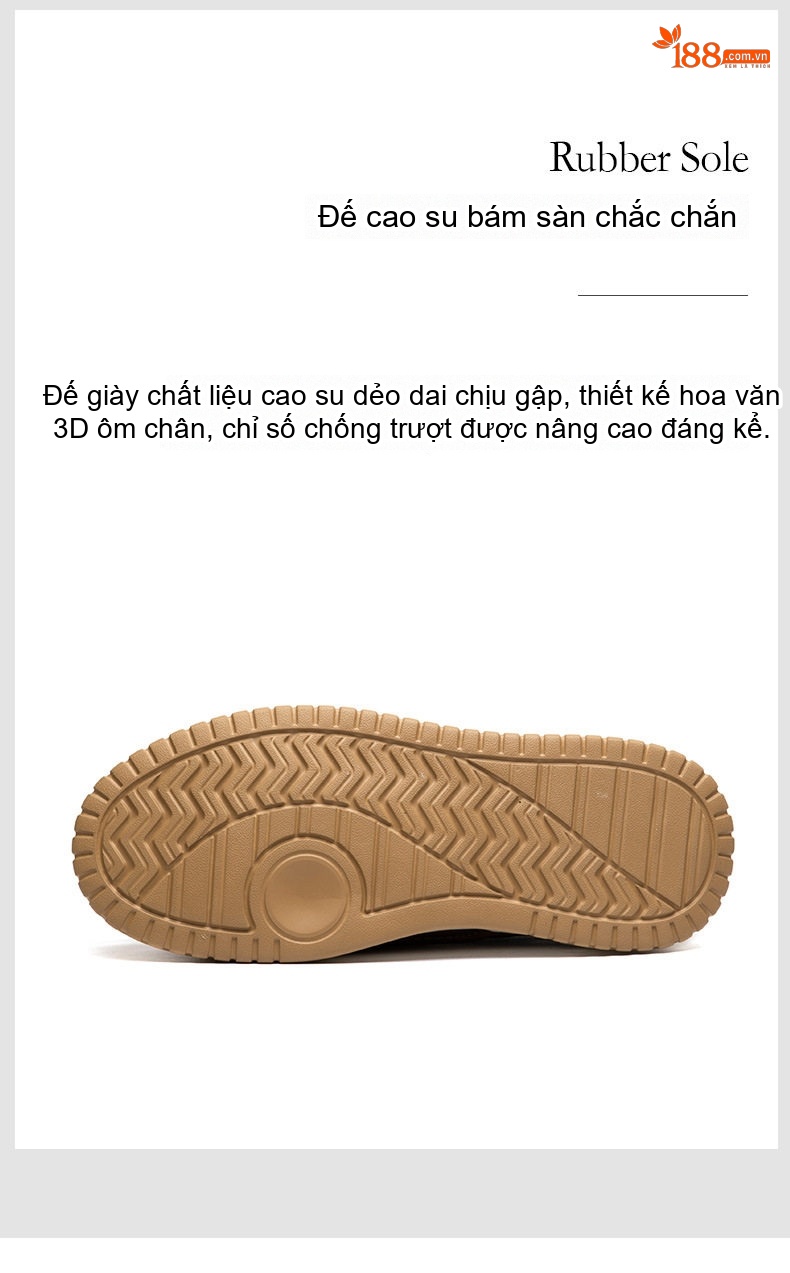 Giày Thể Thao Đế Bằng Nam Da Bóng Chiều Cao Đế Khoảng 4cm Màu Trắng, Đen, Nâu chi tiết 12