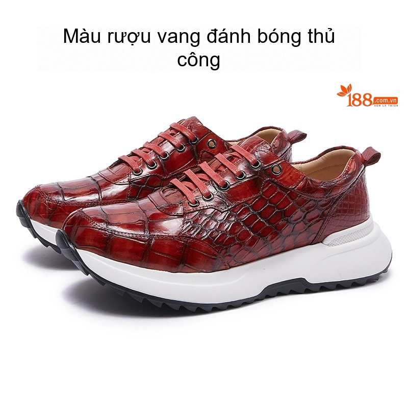 Giày Thể Thao Nam Da Cá Sấu Chiều Cao Đế Khoảng 5cm Màu Nâu Vàng, Đỏ Rượu Vang, Xanh Lam, Xám...