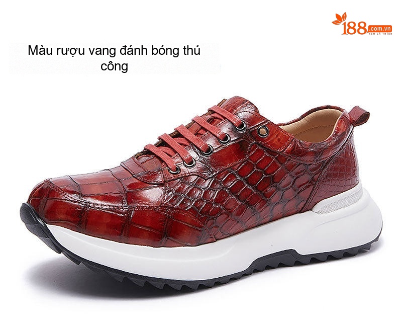 Giày Thể Thao Nam Da Cá Sấu Chiều Cao Đế Khoảng 5cm Màu Nâu Vàng, Đỏ Rượu Vang, Xanh Lam, Xám... chi tiết 7