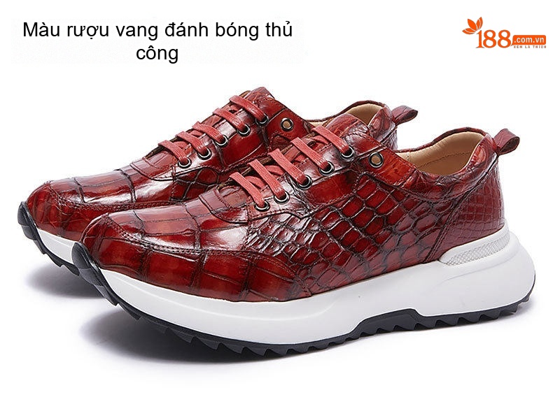 Giày Thể Thao Nam Da Cá Sấu Chiều Cao Đế Khoảng 5cm Màu Nâu Vàng, Đỏ Rượu Vang, Xanh Lam, Xám... chi tiết 8