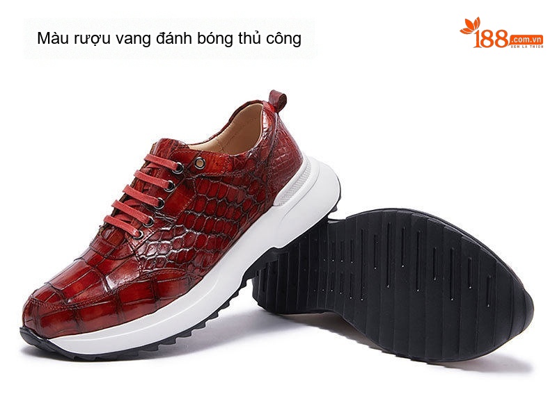 Giày Thể Thao Nam Da Cá Sấu Chiều Cao Đế Khoảng 5cm Màu Nâu Vàng, Đỏ Rượu Vang, Xanh Lam, Xám... chi tiết 10