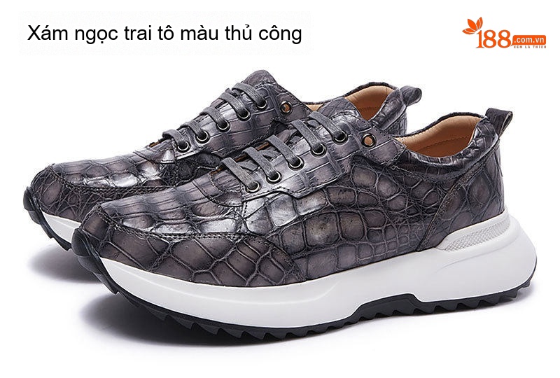 Giày Thể Thao Nam Da Cá Sấu Chiều Cao Đế Khoảng 5cm Màu Nâu Vàng, Đỏ Rượu Vang, Xanh Lam, Xám... chi tiết 16
