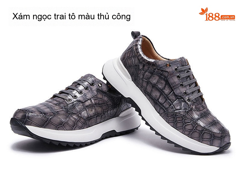 Giày Thể Thao Nam Da Cá Sấu Chiều Cao Đế Khoảng 5cm Màu Nâu Vàng, Đỏ Rượu Vang, Xanh Lam, Xám... chi tiết 17
