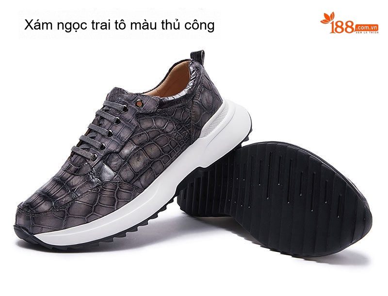 Giày Thể Thao Nam Da Cá Sấu Chiều Cao Đế Khoảng 5cm Màu Nâu Vàng, Đỏ Rượu Vang, Xanh Lam, Xám... chi tiết 18
