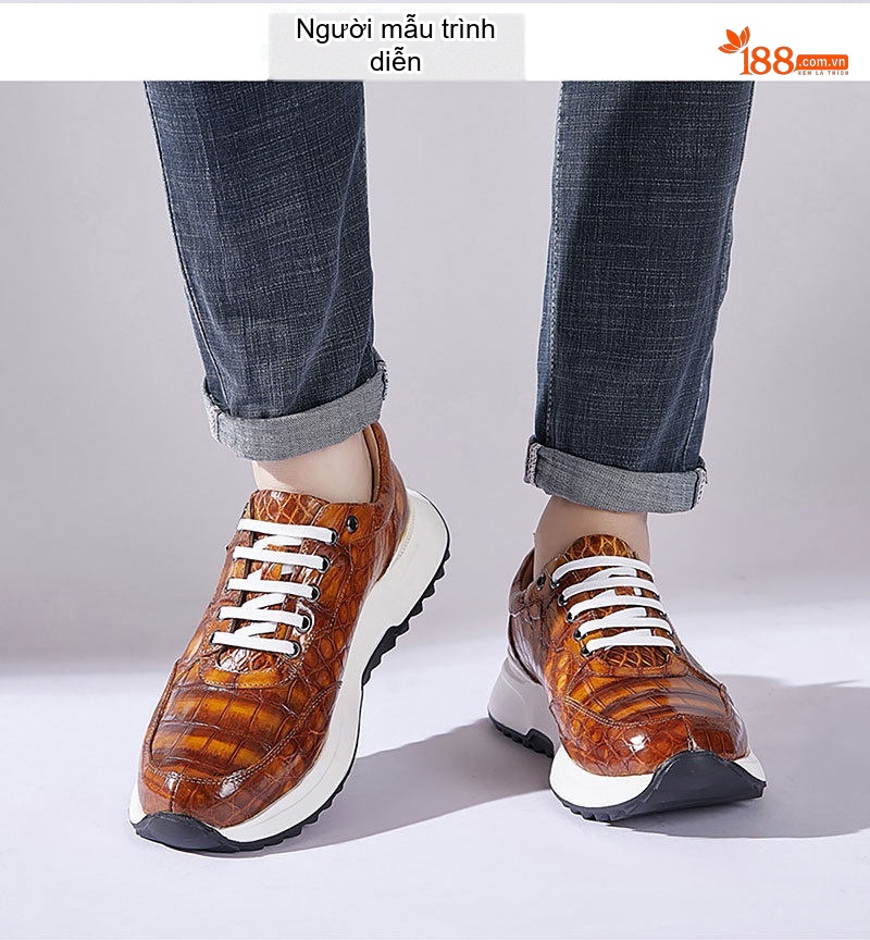 Giày Thể Thao Nam Da Cá Sấu Chiều Cao Đế Khoảng 5cm Màu Nâu Vàng, Đỏ Rượu Vang, Xanh Lam, Xám... chi tiết 20