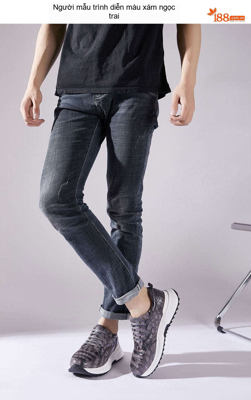 Giày Thể Thao Nam Da Cá Sấu Chiều Cao Đế Khoảng 5cm Màu Nâu Vàng, Đỏ Rượu Vang, Xanh Lam, Xám... chi tiết 33