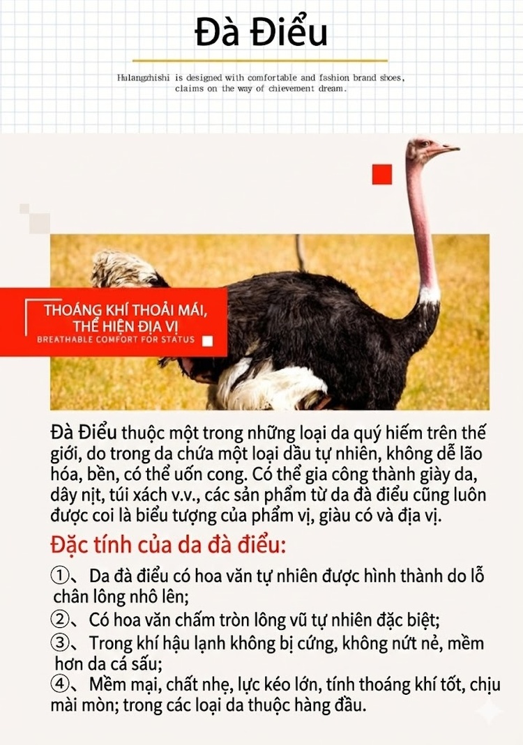 Giày Thể Thao Nam Da Đà Điểu Buộc Dây Chiều Cao Đế Khoảng 3cm Màu Nâu, Đỏ, Xanh... chi tiết 4