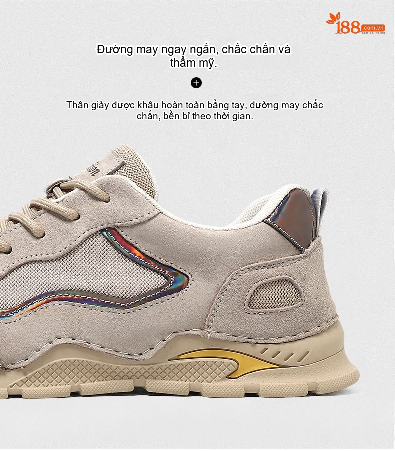 Giày Thể Thao Nam Da Mờ Dáng Hiking Chiều Cao Đế Khoảng 4cm Màu Xám chi tiết 6