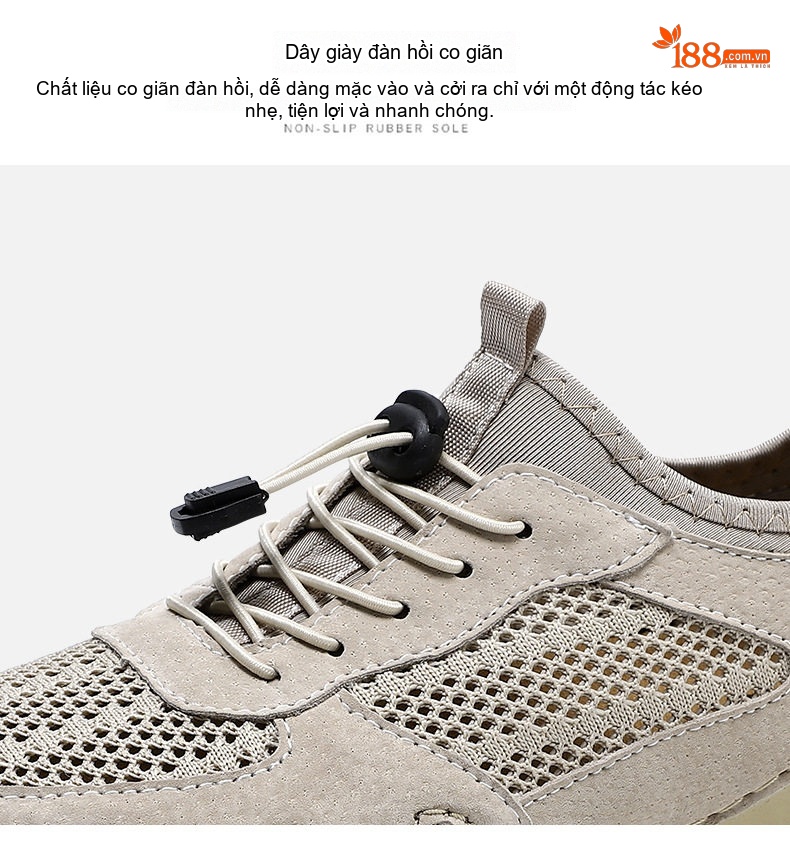 Giày Thể Thao Nam Khâu Viền Da Mờ Lưới Thoáng Khí Chiều Cao Đế Khoảng 3cm Màu Be, Xám chi tiết 7