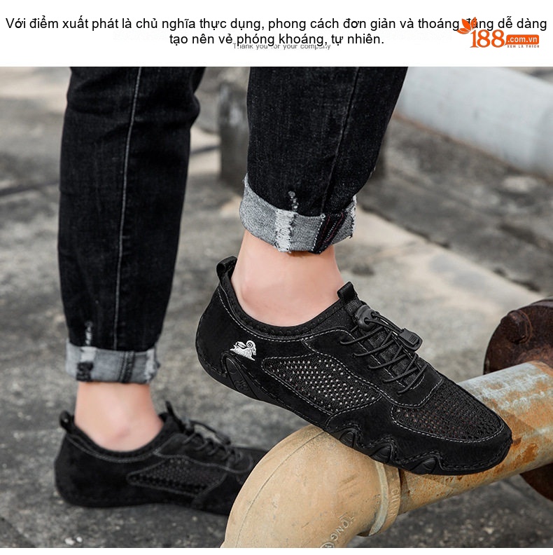 Giày Thể Thao Nam Khâu Viền Da Mờ Lưới Thoáng Khí Chiều Cao Đế Khoảng 3cm Màu Be, Xám chi tiết 19