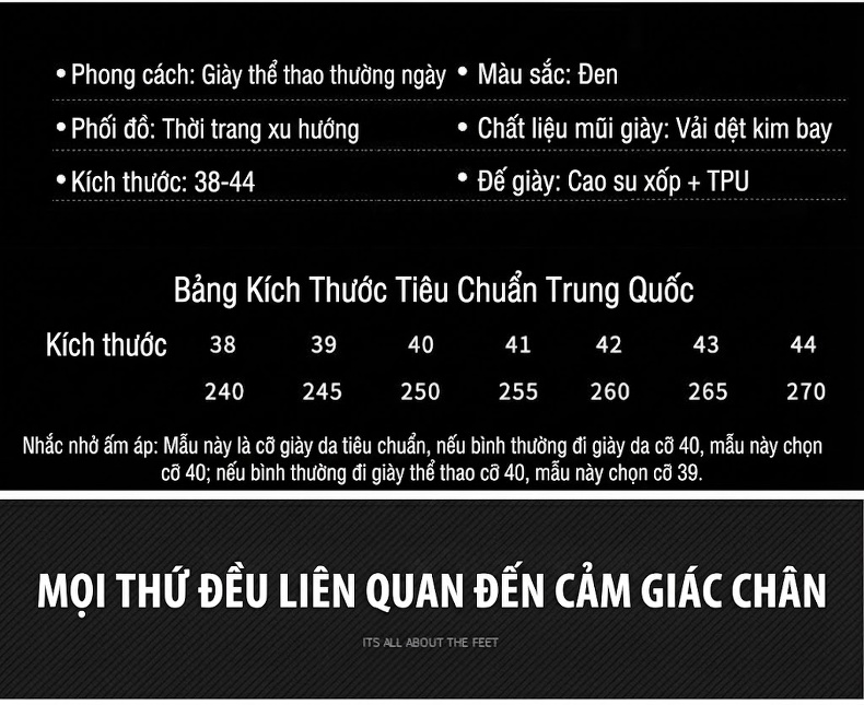 Giày Thể Thao Nam Vải Dệt Kim Thoáng Khí Chiều Cao Đế Khoảng 3cm Màu Đen chi tiết 5