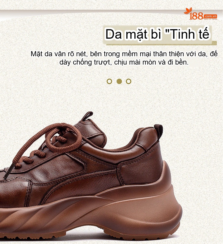 Giày Thể Thao Nữ Cổ Điển Đế Cao Khoảng 4cm Màu Trắng, Nâu, Đen chi tiết 4