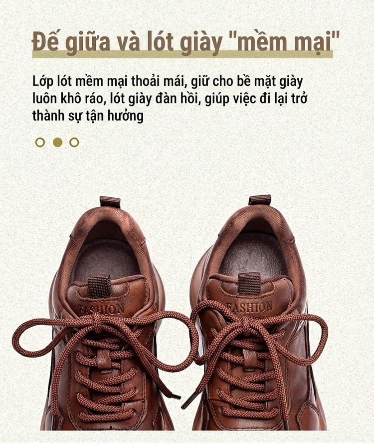 Giày Thể Thao Nữ Cổ Điển Đế Cao Khoảng 4cm Màu Trắng, Nâu, Đen chi tiết 7