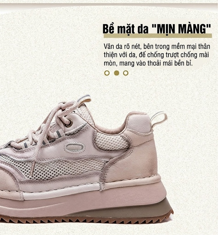 Giày Thể Thao Nữ Cổ Điển Đế Dày Chiều Cao Đế Khoảng 4cm Phối Màu Kem, Đỏ, Vàng chi tiết 3