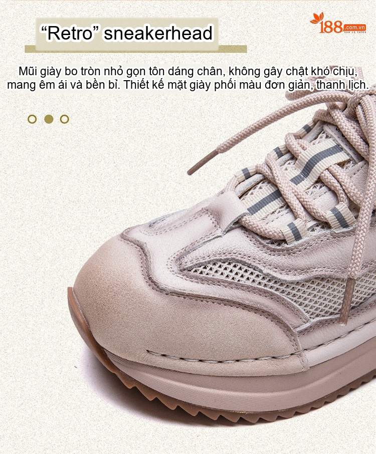 Giày Thể Thao Nữ Cổ Điển Đế Dày Chiều Cao Đế Khoảng 4cm Phối Màu Kem, Đỏ, Vàng chi tiết 4