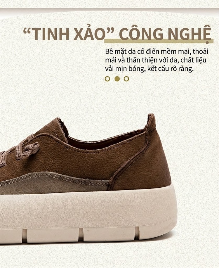 Giày Thể Thao Nữ Da Bò Đế Bệt Chiều Cao Đế Khoảng 4cm Màu Nâu, Xanh chi tiết 3