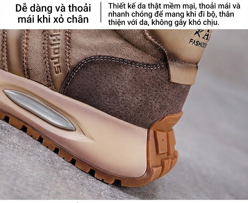 Giày Thể Thao Nữ Da Bò Đế Dày Chiều Cao Đế Khoảng 5cm Màu Nâu, Đen chi tiết 7