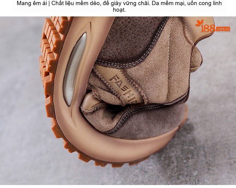 Giày Thể Thao Nữ Da Bò Đế Dày Chiều Cao Đế Khoảng 5cm Màu Nâu, Đen chi tiết 9