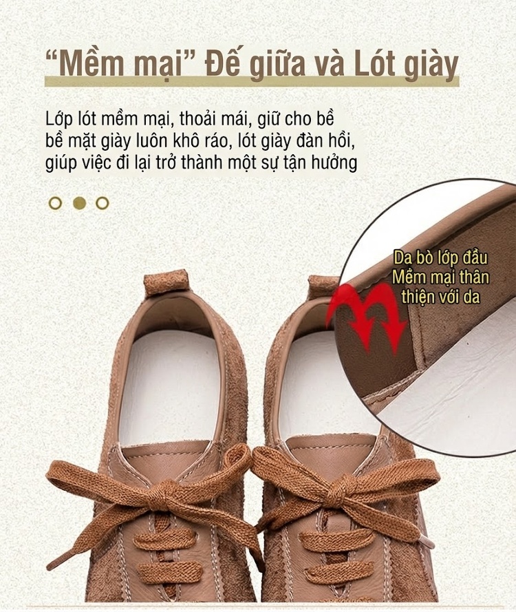 Giày Thể Thao Nữ Da Bò Kiểu Anh Chiều Cao Đế Khoảng 1cm Màu Nâu, Vàng, Xanh Lá chi tiết 7