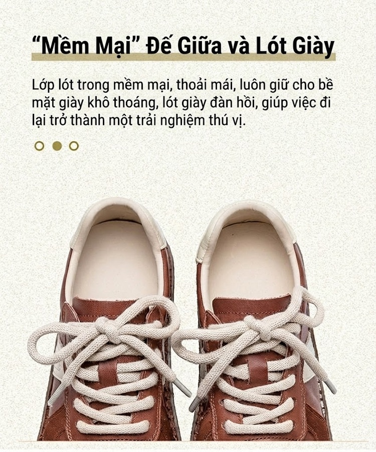 Giày Thể Thao Nữ Da Bò Kiểu Đức Chiều Cao Đế Khoảng 3cm Màu Nâu, Kem chi tiết 7