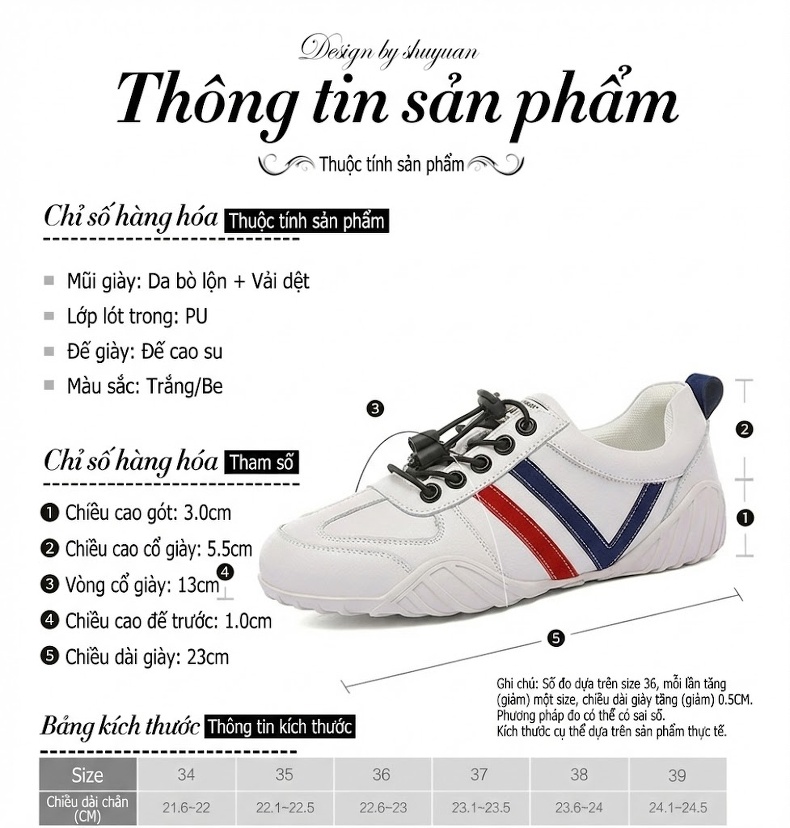 Giày Thể Thao Nữ Da Bóng Chiều Cao Đế Khoảng 3cm Màu Trắng, Xanh, Vàng, Đỏ chi tiết 7