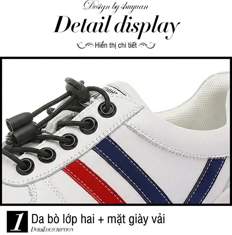 Giày Thể Thao Nữ Da Bóng Chiều Cao Đế Khoảng 3cm Màu Trắng, Xanh, Vàng, Đỏ chi tiết 17