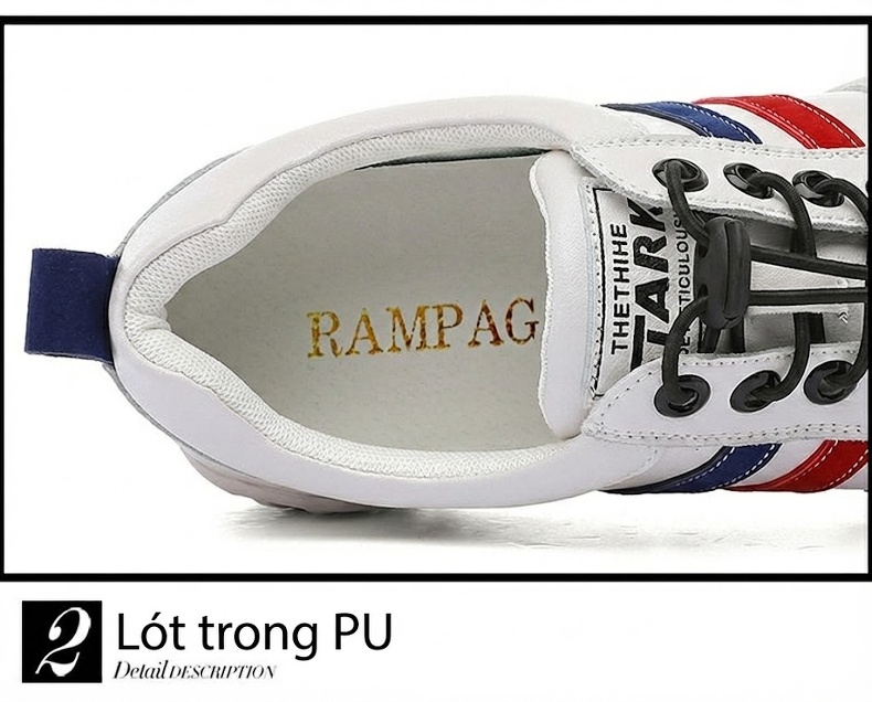 Giày Thể Thao Nữ Da Bóng Chiều Cao Đế Khoảng 3cm Màu Trắng, Xanh, Vàng, Đỏ chi tiết 18
