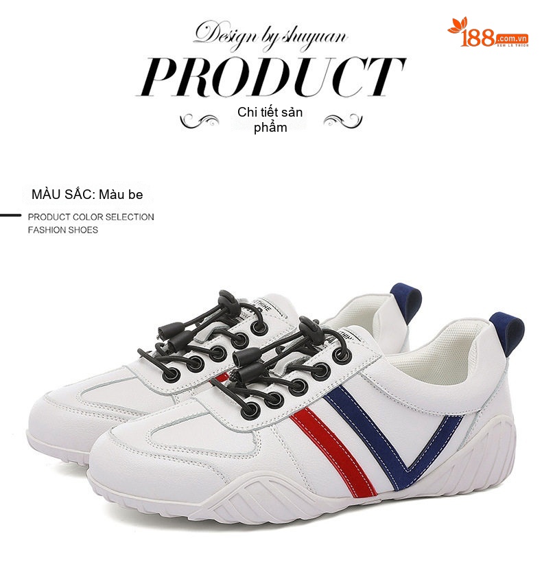 Giày Thể Thao Nữ Da Bóng Chiều Cao Đế Khoảng 3cm Màu Trắng, Xanh, Vàng, Đỏ chi tiết 21