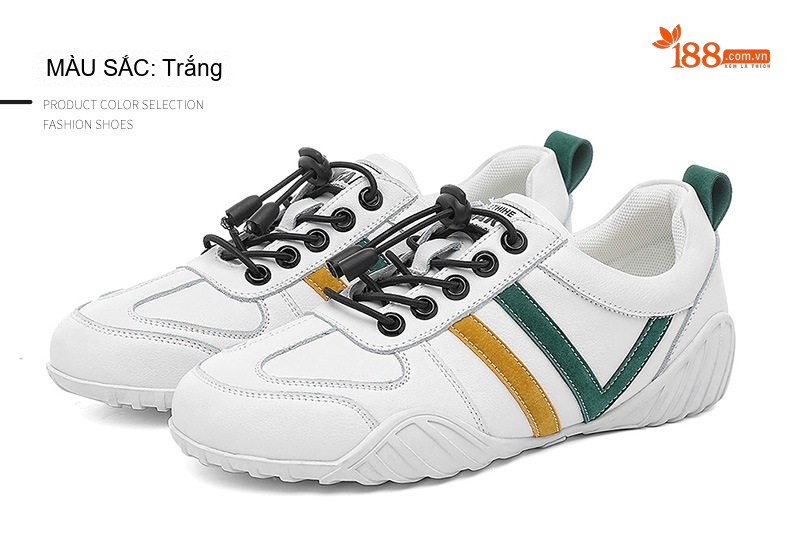 Giày Thể Thao Nữ Da Bóng Chiều Cao Đế Khoảng 3cm Màu Trắng, Xanh, Vàng, Đỏ chi tiết 23