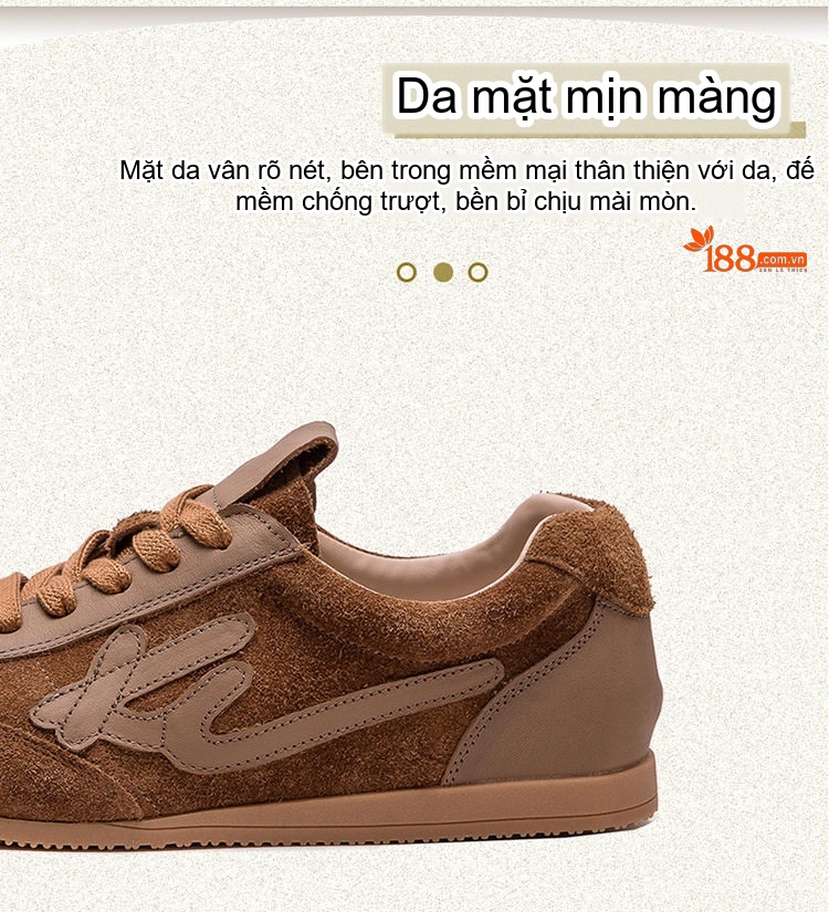 Giày Thể Thao Nữ Da Mờ Kiểu Đức Chiều Cao Đế Khoảng 2cm Màu Vàng, Nâu, Xanh Lá chi tiết 3