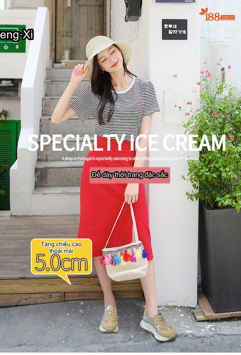 Giày Thể Thao Nữ Da Mờ Lưới Thoáng Khí Chiều Cao Đế 5cm Phong Cách Hàn Quốc Màu Xám, Đen, Xanh, Nâu... chi tiết 1